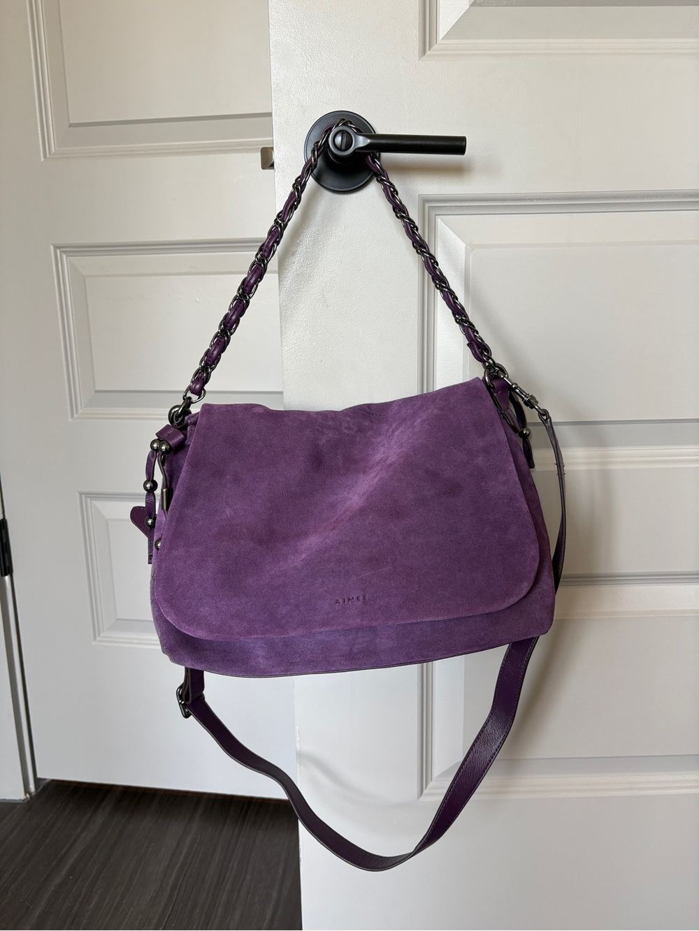 Aimee Kestenberg Purple Suede Shoulder Bag